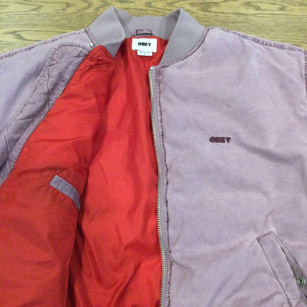 obey flight padded relaxed-fit woven-blend jacket SZ S - Picture 9 of 10